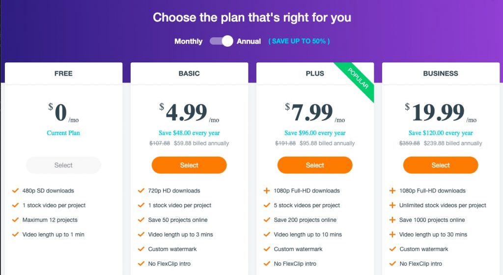Flexclip Pricing Plans